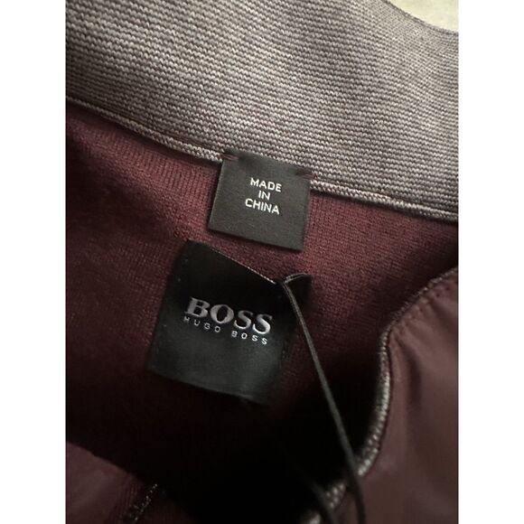 NWT Hugo Boss 4XL Knit Pullover Sweatshirt Zipper Burgundy Red - Picture 3 of 8